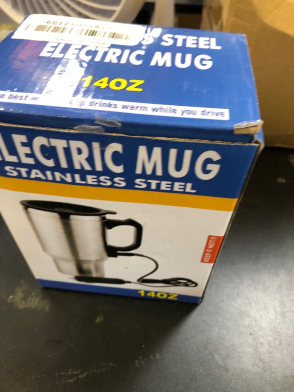 Photo 1 of 12V Car Heating Cup Car Heated Mug, 450ml Stainless Steel Travel Electric Coffee Cup 14oz. Insulated Heated Thermos Mug