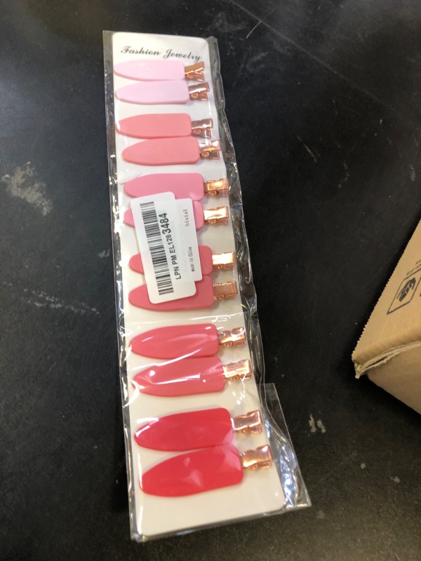 Photo 1 of hisial 12 PCS Solid Color Creaseless Hair Clips For Makeup Plastic Flat Barrettes for Styling Pretty No Crease Hair Pins,Pink