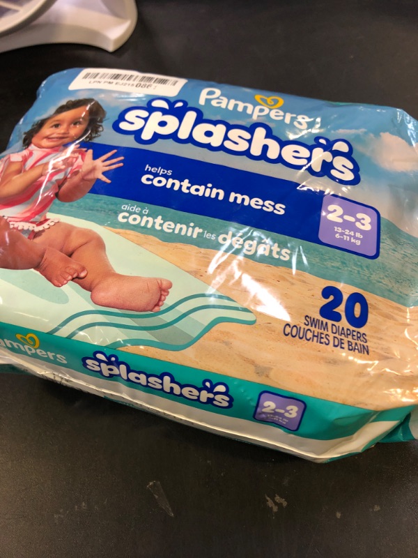 Photo 1 of Pampers Swim Diapers - Splashers - Size 2-3, 20 Count, Gap-Free Disposable Baby Swimming Pants