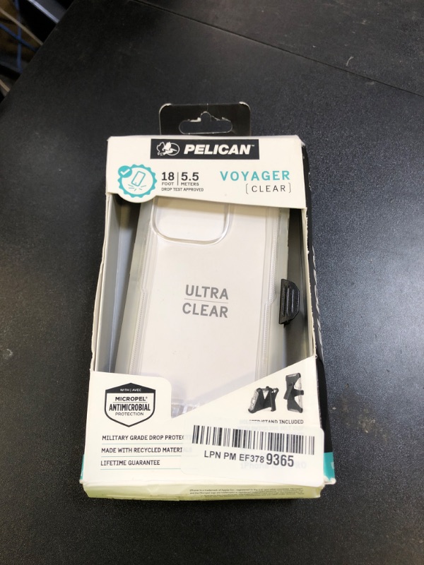 Photo 1 of Pelican Voyager Series - iPhone 14 Pro Case 6.1" [Wireless Charging Compatible] [Anti-Yellow] Heavy Duty Phone Case With Belt Clip Holster Kickstand [18FT Military Grade Drop Protection] - Clear