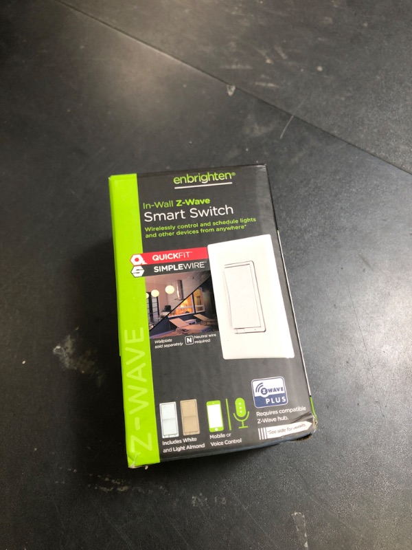Photo 1 of Enbrighten Z-Wave In-Wall Smart Light Switch with QuickFit and SimpleWire, Works with Google Assistant, Alexa, & SmartThings, Z-Wave Hub Required, Smart Home, 700 Series, 58433