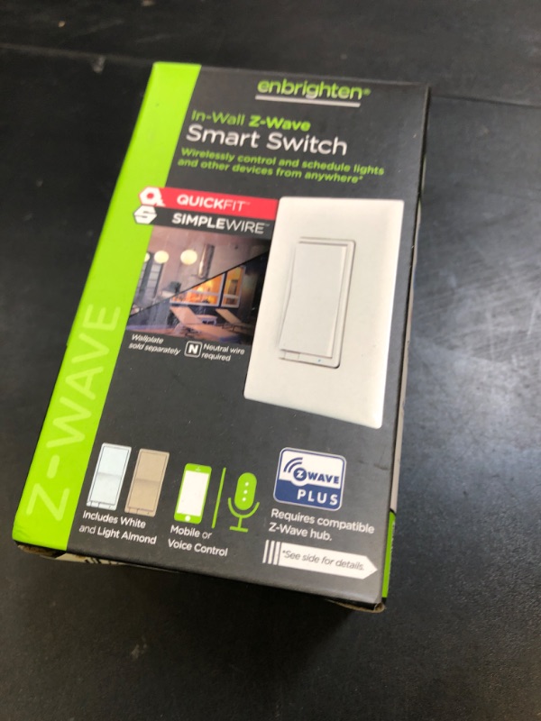 Photo 1 of Enbrighten Z-Wave In-Wall Smart Light Switch with QuickFit and SimpleWire, Works with Google Assistant, Alexa, & SmartThings, Z-Wave Hub Required, Smart Home, 700 Series, 58433