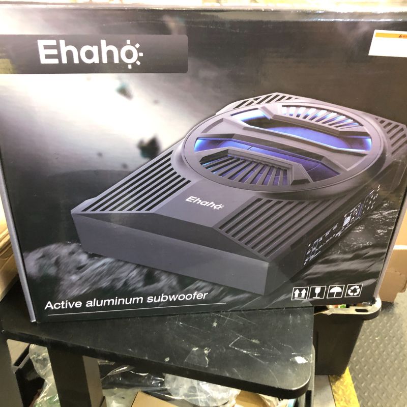 Photo 1 of Ehaho 10" 1000W Slim Underseat Car Powered Subwoofer with Amplifier & RGB Lights – APP/Remote Control, Music Sync Bass & Rainbow Chasing Effects, Car Truck Audio Subwoofer and Amp Package