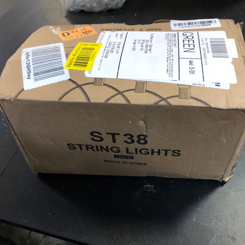 Photo 1 of Outdoor String LED Patio Lights - 100Ft 30M Outside Waterproof Light with Remote Dimmable ST38 Shatterproof Bulb Connectable Hanging Outdoor Electric Lighting for Backyard Yard Gazebo Porch Party