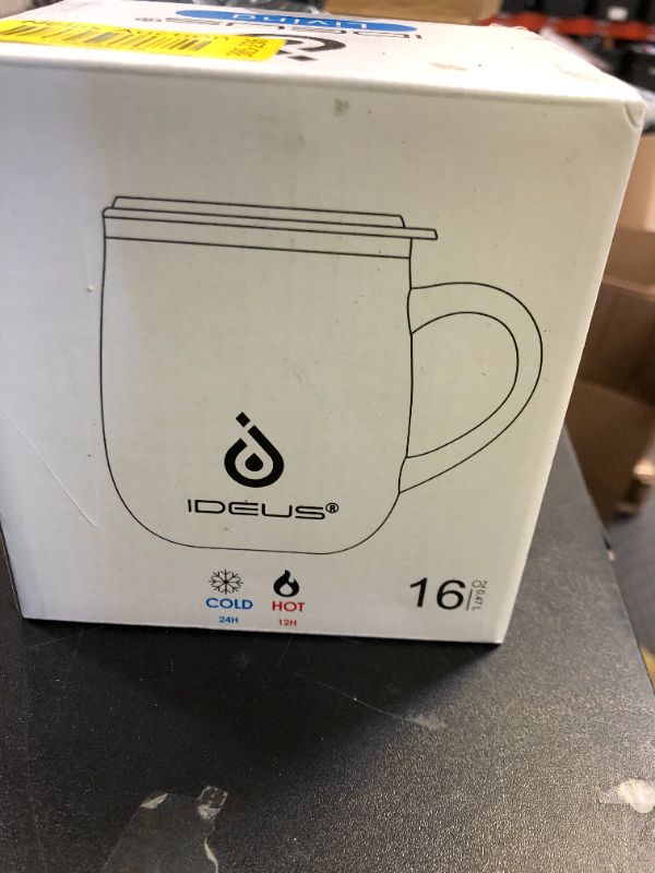 Photo 1 of Ideus 16 oz (470 ml) Insulated Coffee Mug with Handle and Lid, Double Wall Stainless Steel Vacuum Thermal Coffee Mug, Travel Coffee Cup Thermal Cup for Home and Office (Leopard Blue)