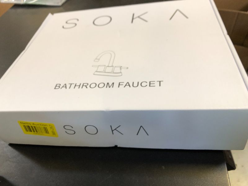 Photo 1 of SOKA Gold Bathroom Faucet 3 Hole Gold Bathroom Sink Faucet with Lift Rod Drain Deck Plate for 3 Hole, 2 Handles 4 Inch Sink Lavatory Faucets with 360° Swivel