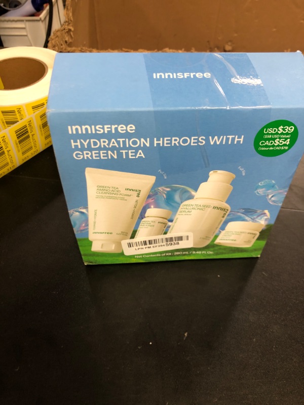 Photo 1 of innisfree Hydration Heroes Set with Green Tea, Korean Skincare Kit Featuring Moisturizing Serum, Toner, Cleanser & Cream