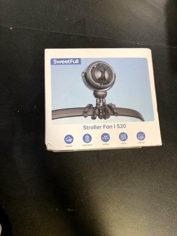 Photo 1 of SWEETFULL Baby Stroller Fan - 4000mAh Rechargeable 4-Speed Quiet with LED Display & Night Light, Mini Portable 360° Clip On Safe Fan for Car Seat, Crib, Travel - Brown