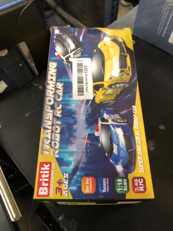 Photo 1 of Britik Transform Remote Control Car - Rc Cars, One-Button Transforming, 360° Rotation Drifting, 2.4ghz 1:18 Scale, Gift Kids Aged 4-6 Year Old Boys/Girls, Police Car Blue