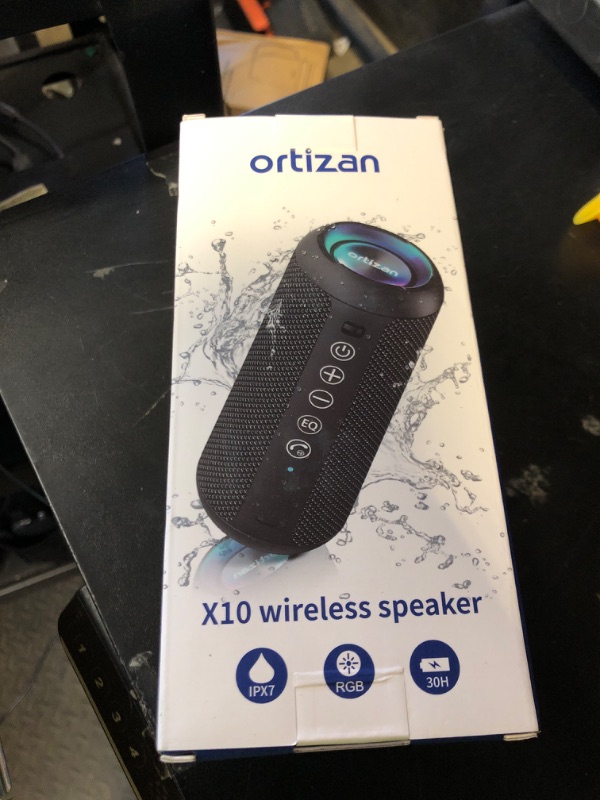 Photo 1 of Ortizan Portable Bluetooth Speaker: IPX7 Waterproof, 24W Loud Sound, Deep Bass, Bluetooth 5.3, LED Lights, Wireless Stereo Pairing, 30H Playtime, for Home/Outdoor/Party/Beach, Birthday Gift (Black)