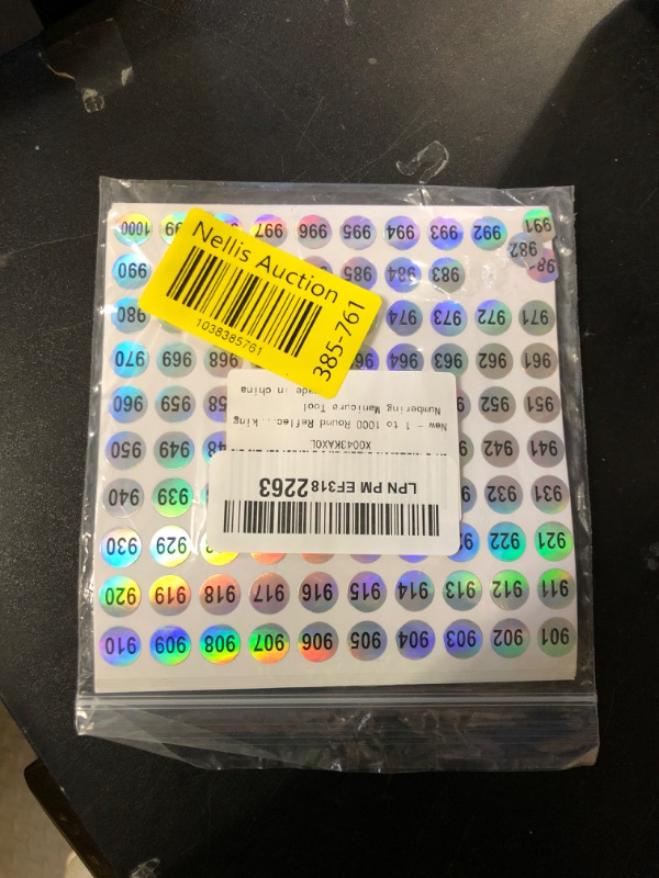 Photo 1 of 1 to 1000 Round Reflective Laser Number Stickers Self Adhesive Label Stickers Inventory Storage Organizing Sticker for DIY Craft Marking Numbering Manicure Tool