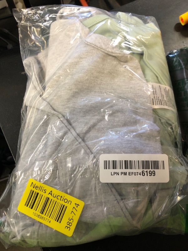 Photo 1 of ZIGJOY Shark-Fin Transition Swaddle - 1.0 Tog Baby Sleep Sack Soft Cotton Transitional Swaddle Baby Wearable Blanket with 2-Way Zipper for All Seasons, Green&Grey, 6-12 Months