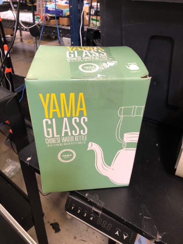 Photo 1 of Yama Chinese Water Kettle 40 Oz, Borosilicate Glass Teapot with Bamboo Handle and Stainless Steel Heating Grid - Yama Glass, Hand Crafted in Taiwan