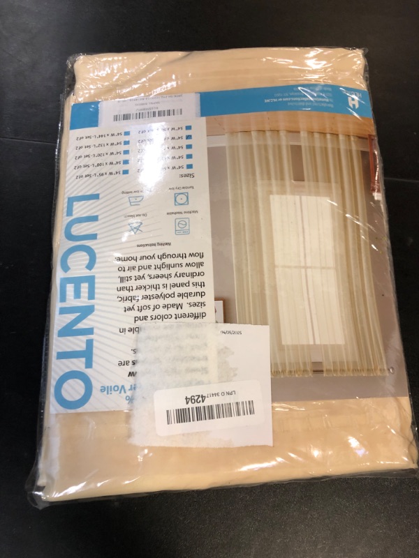 Photo 1 of HLC.ME Beige Sheer Voile Window Treatment Rod Pocket Curtain Panels for Bedroom and Living Room (54 x 84 inches Long, Set of 2)