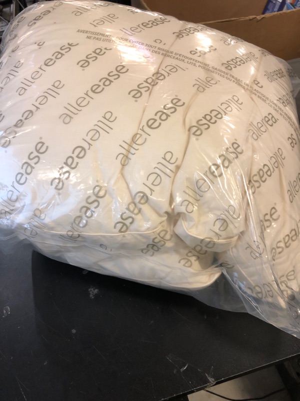 Photo 1 of AllerEase 100% Organically Grown Soft Cotton Top Odor Neutralizing Allergy Defense Fabric Bed Pillow Naturally Breathable, Hypoallergenic Fiberfill Machine Washable, Std/Q Size Pillow, White- 2 Pack