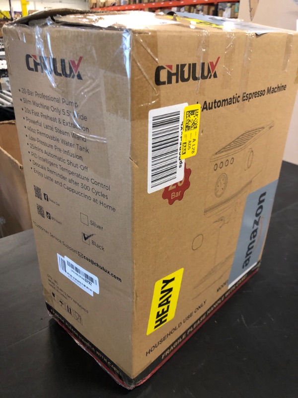 Photo 1 of CHULUX Slim Espresso Machine with Milk Frother Steam Wand, 20 Bar Professional Italian Pump Semi Automatic Espresso Coffee Machine for Home Cappuccino & Latte Maker, Black