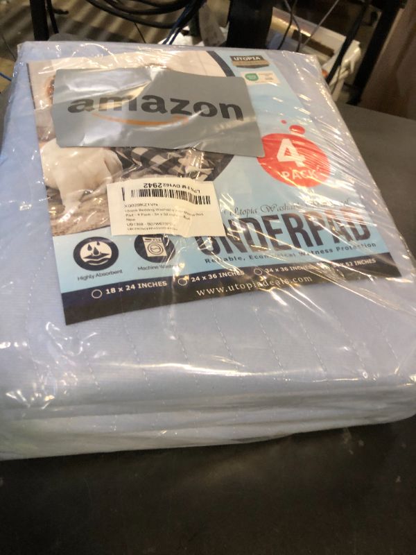 Photo 1 of Utopia Bedding Washable Underpads 34" x 52" (Pack of 4), Waterproof Reusable Heavy Absorbency Incontinence Bed Pads for Adults, Kids, Elderly and Pets, Bedwetting Pads for Sofa and Couch (Blue)