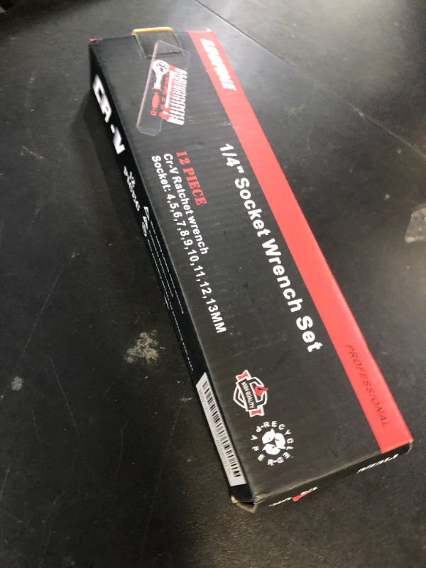 Photo 1 of Egofine 12pcs 1/4 Inch Ratchet Socket Wrench Set, Drive Socket Set with 10 Sockets (4-13mm) and 2 Way Quick Released Ratchet Handle and Extension Bar