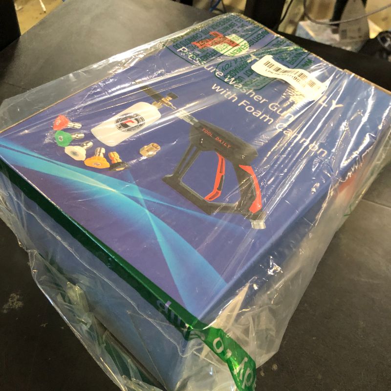 Photo 1 of Tool Daily Short Pressure Washer Gun with Foam Cannon, 1/4 Inch Quick Connector, with 5 Pressure Washer Nozzle Tips, 1 Liter