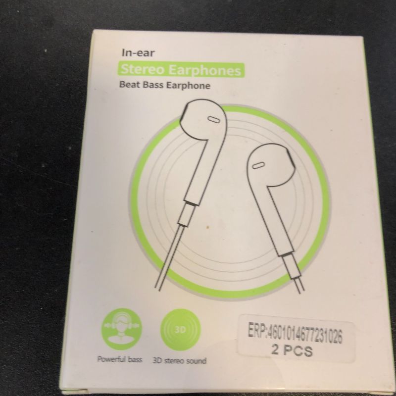 Photo 1 of 2 Pack Wired Headphones (Built-in Microphone & Volume Control) Wired Earbuds Noise Canceling Isolating Earphones for iPhone 14/13/12/11/SE/X/XR/XS/8/7/Pro/Pro Max/mini/Plus