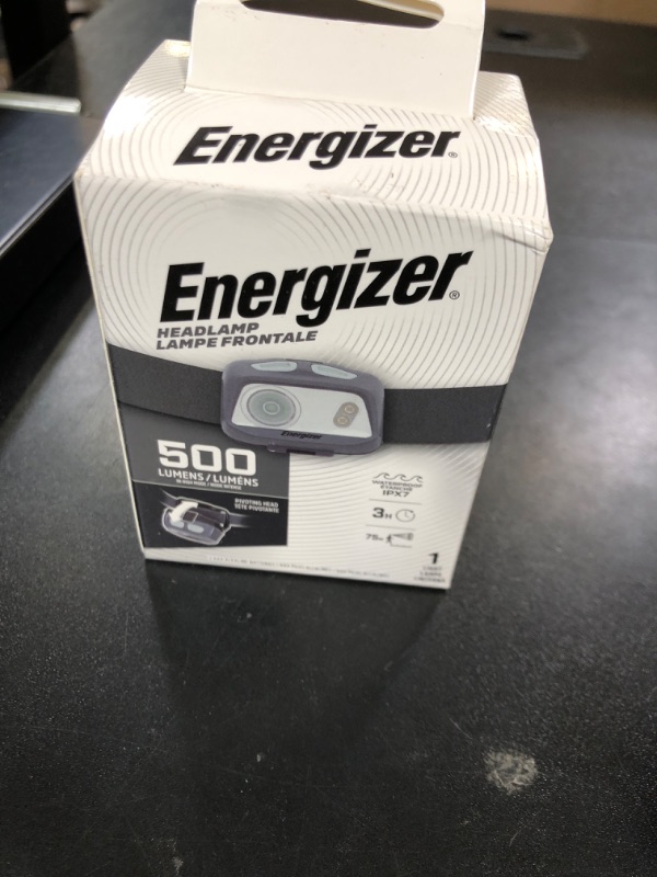 Photo 1 of Energizer HDL40 LED Headlamp, 500 Lumen, IPX7 Waterproof, Multi-Colored Headlamp, Hands-Free Light, Batteries Included