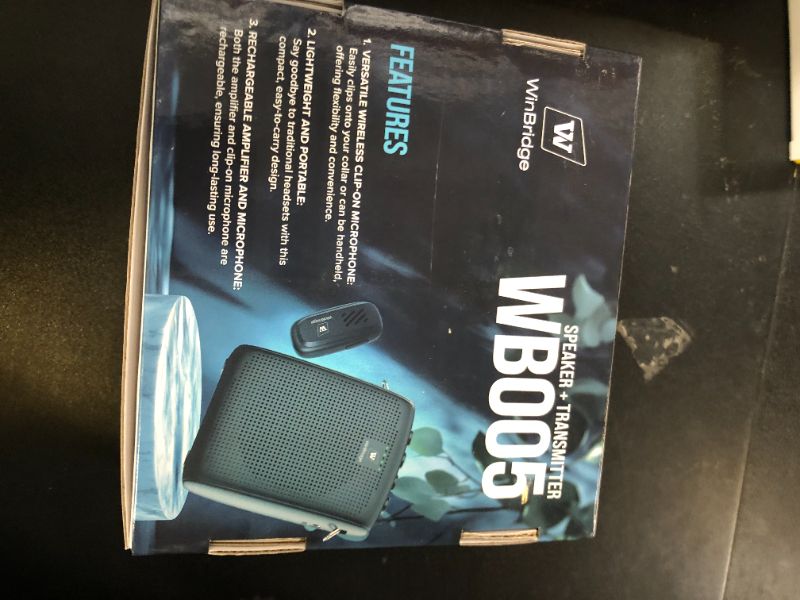 Photo 1 of WinBridge Wireless Voice Amplifier with Bluetooth Lavalier Lapel Microphone for Teachers,Portable Speaker and Wireless Clip On Microphone System, Mini Megaphone Speaker Mic Set 15W 2600mAh WB005