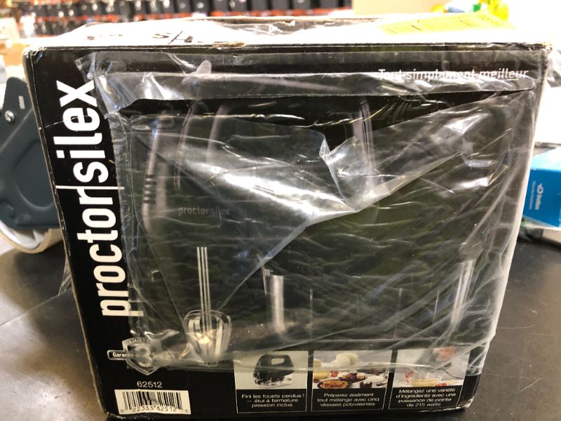 Photo 1 of Proctor Silex Easy Mix 5-Speed Electric Hand Mixer with Bowl Rest, Compact and Lightweight, 215 Watts of Peak Power, Storage Case, Black (62512)