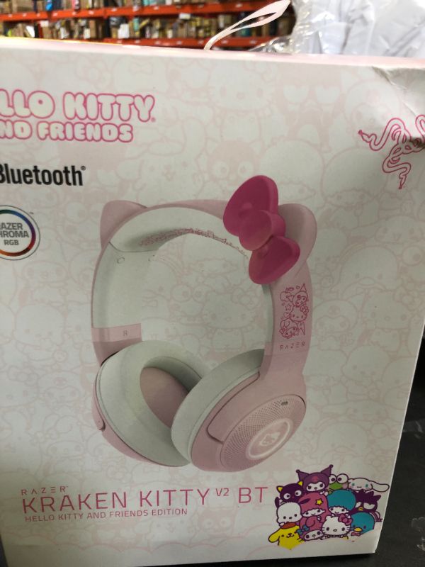 Photo 1 of Razer Kraken Kitty V2 BT Wireless RGB Headset: Chroma RGB - Bluetooth 5.2-40 mm Drivers - 40 Hr Battery w/Type C Charging - Hello Kitty & Friends Edition (Renewed)