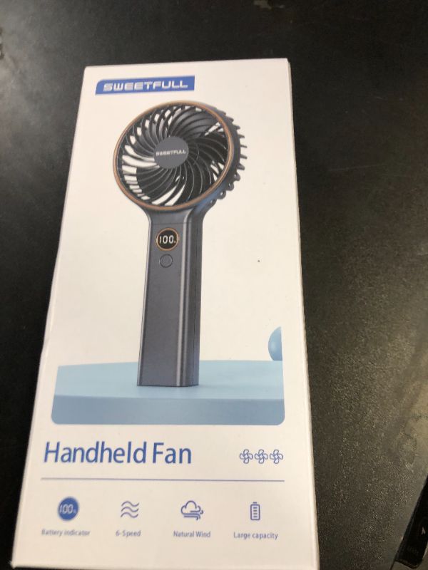 Photo 1 of SWEETFULL Handheld Portable Fan, 5000mAh Rechargeable Battery, 6 Speed Wind, LED Digital Display, Foldable Electric Personal Mini Travel Fan with Backup Power, Summer Essentials Gifts for Women Girl