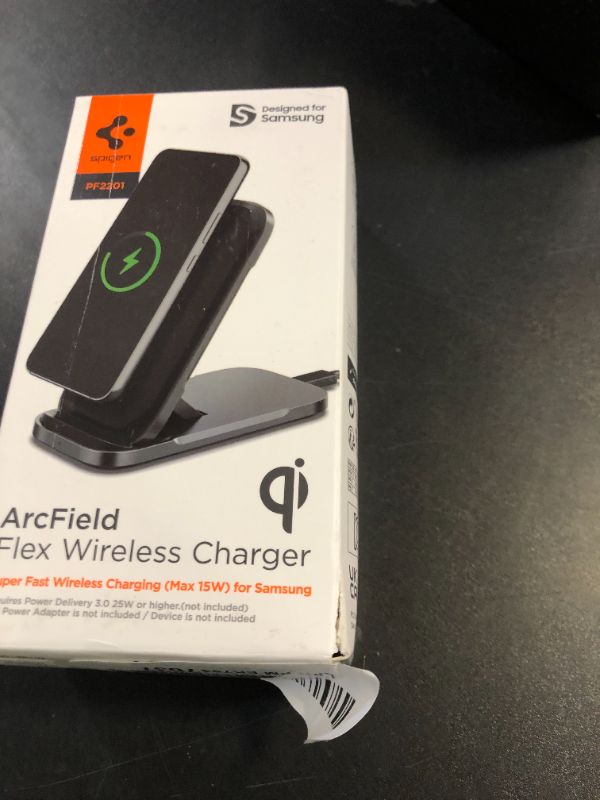 Photo 1 of Spigen [Designed for Samsung] Qi Flex True 15W Super Fast Wireless Charger Stand & Pad for Samsung Galaxy S25 Ultra S25 Plus S25 S24 Plus Ultra S23 Z Fold Flip 5 4 S22 and More [No Adapter Included]