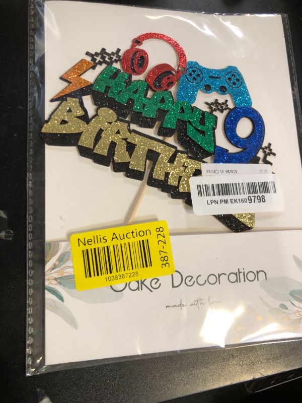 Photo 1 of Gyufise 1Pcs Video Game Happy 9th Birthday Cake Topper Glitter Video Game Cake Pick Game On Controllers Tenth Cheers to 9 Years Cake Decoration for Boys 9th Birthday Party Supplies