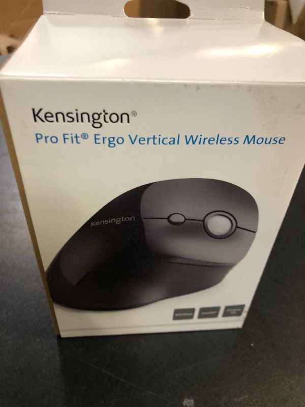 Photo 1 of Kensington Pro Fit Ergo Vertical Wireless Mouse- Gray, White