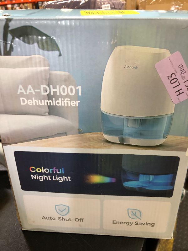 Photo 1 of AlohaAir Dehumidifiers for Home, 34 oz Small Dehumidifier for Room, Quiet Dehumidifiers for Bathroom, Bedroom, RV, Closet with Auto Shut Off, 7 Colors Night Light