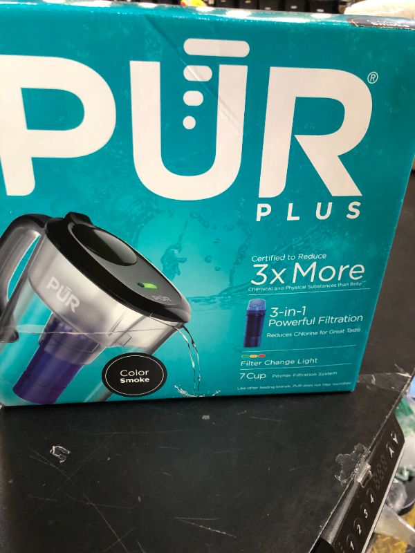 Photo 1 of PUR 7-Cup Water Filter Pitcher with 1 Genuine PUR Filter, 3-in-1 Powerful Filtration, BPA Free, Dishwasher Safe, White, PPT710WA