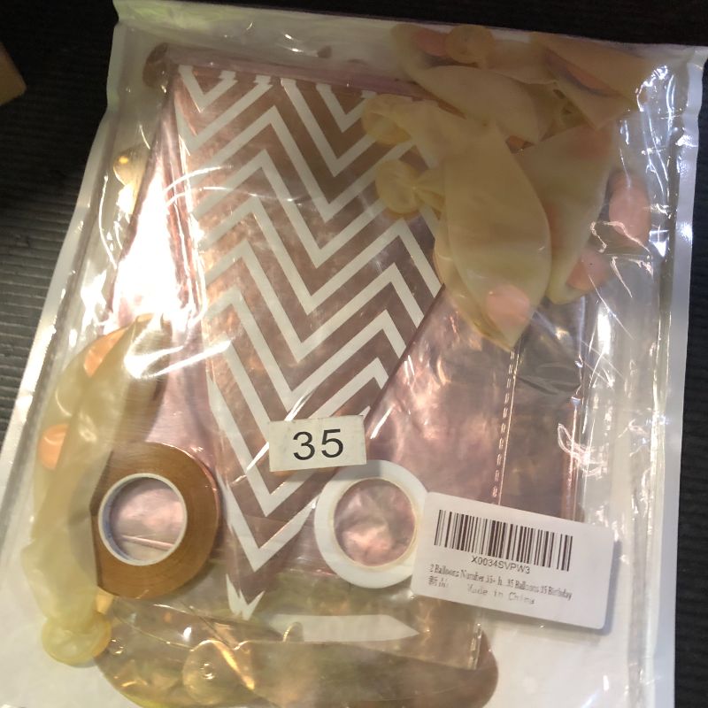 Photo 1 of 2 balloons number 35+ haappy birthday garland + Rose Gold banner foil balloon 35th birthday decoration+5 confetti balloons boy girl 35 Year birthday decoration number balloon 35 balloons 35 birthday