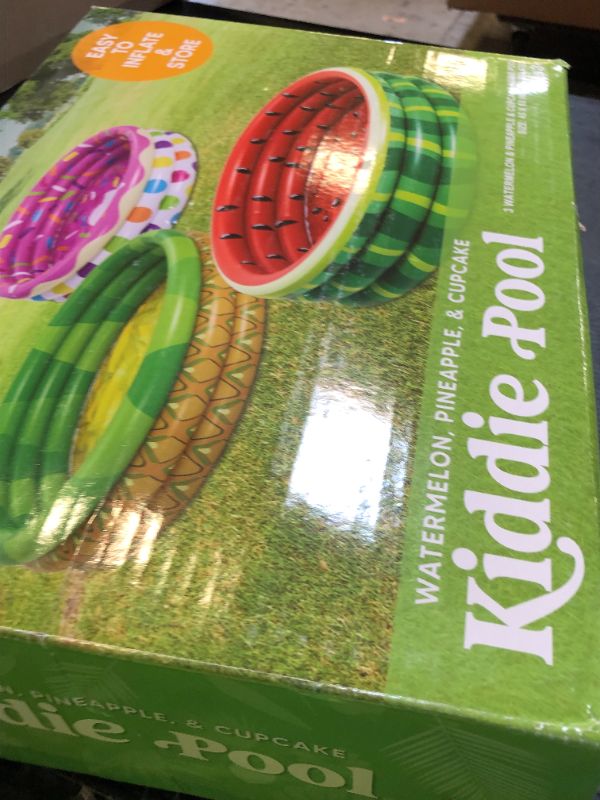 Photo 1 of 3 Pack 45" X 10" Inflatable Kiddie Pools, Watermelon & Pineapple & Cupcake Swimming Pool for Kids Seasonal Merriment, Indoor&Outdoor Water Pool Baby Swimming Pool Pit Ball Pool