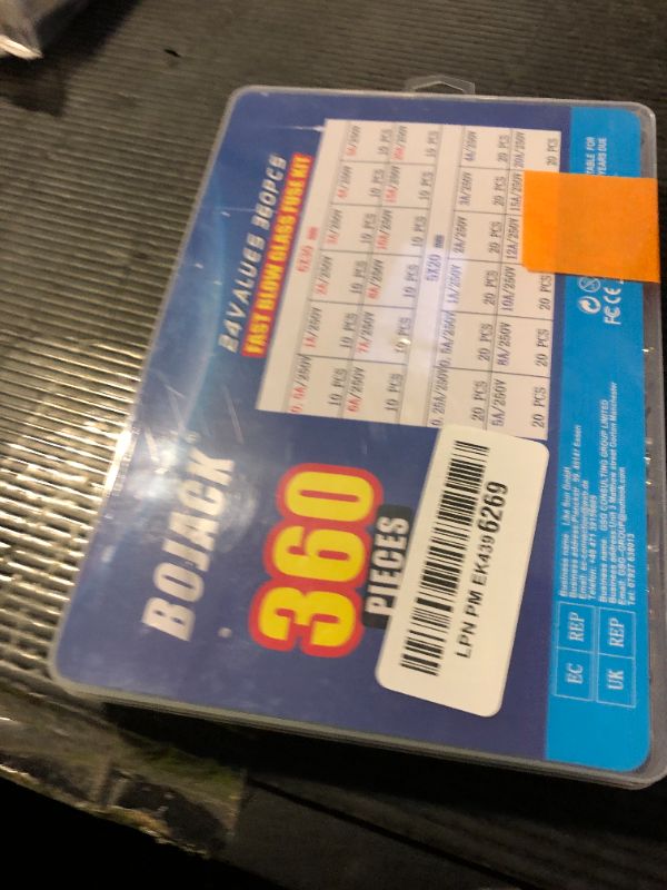 Photo 1 of BOJACK 24 Values 360 pcs Fast-Blow Glass Fuses Assortment Kit 5x20mm 250V 0.25 0.5 1 2 3 4 5 8 10 12 15 20A 6x30mm 250V 0.5 1 2 3 4 5 6 7 8 10 15 20A amp packag in a Clear Plastic Box