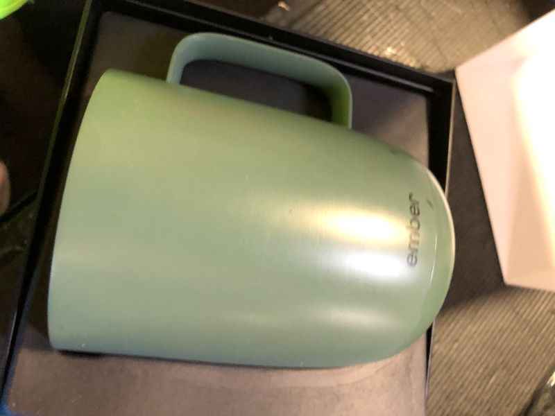 Photo 1 of Ember Temperature Control 14oz Smart Mug 2, App-Controlled and Rechargeable Heated Coffee Cup Warmer with Intelligent LED Display, Sage Green.