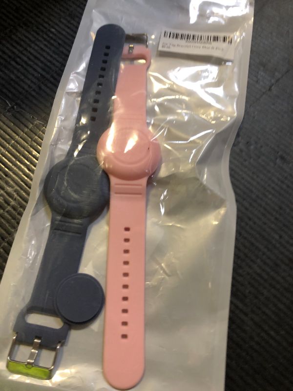 Photo 1 of Waterproof Air Tag Bracelet for Kids(2 Pack), Soft Silicone Air Tag Hidden Wristband, Lightweight GPS Tracker Compatible with Apple AirTag Watch Band for Child (Grey Blue & Pink)