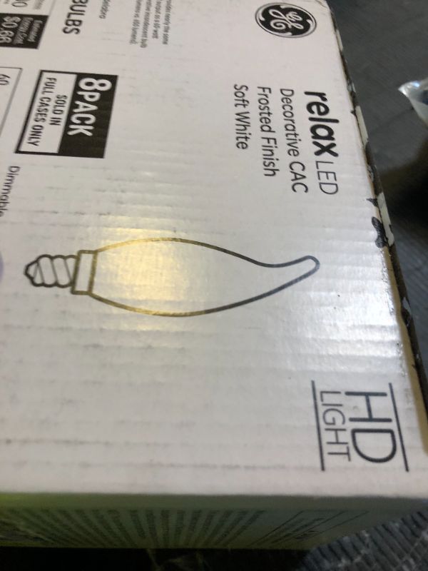 Photo 1 of GE Relax LED Light Bulbs 60W, Soft White Candle Lights, Decorative Light Bulbs, Frosted, Small Base (8 Pack)