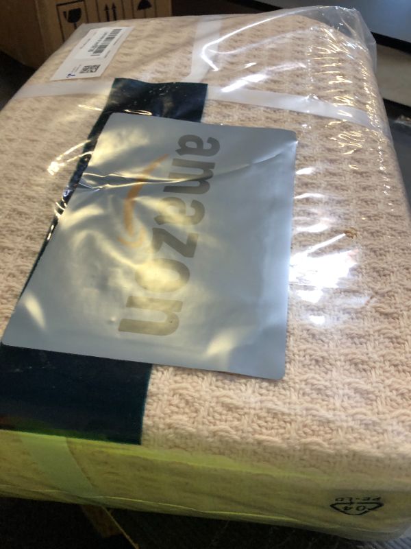 Photo 1 of Bedsure 100% Cotton Blanket King Size for Bed - Breathable and Soft, Waffle Weave Blanket for Summer Spring, Beige, 104x90 inches