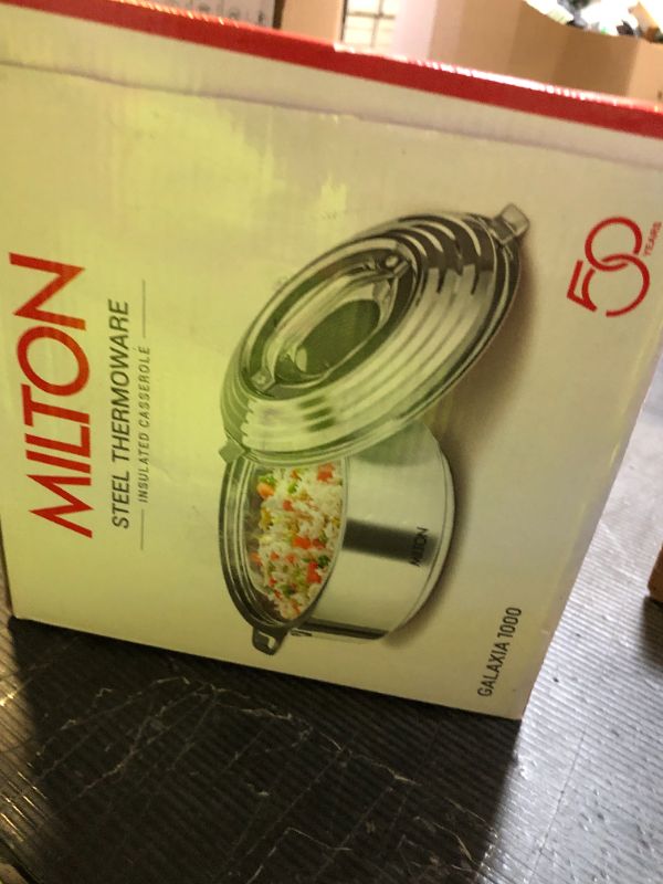 Photo 1 of Milton Casserole for hot food, insulated stainless steel hot pot with lid, 40 oz (1200 ml) 1.2 qt, Serving box (bowl, dish) for food and roti Galaxia 1000 Food Warmer Cooler, Silver