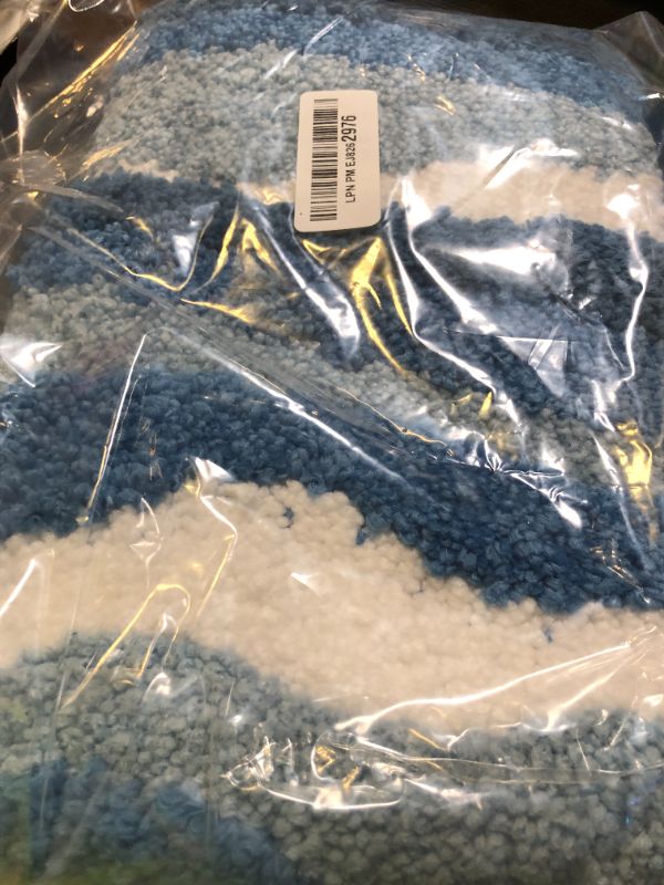 Photo 1 of BIKETEK Blue Ripple Bathroom Rug Mat, Extra Thick and Soft Shaggy Luxury Microfiber Bath Rugs, Absorbent, Non-Slip, Machine Washable, Plush Bath Mats for Bathroom Floor (Blue,16" x 24")