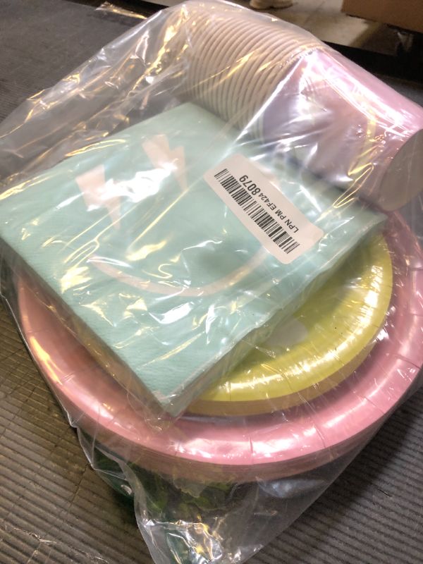 Photo 1 of Kochorie 96 Piece Preppy Smiley Face Party Paper Plates Preppy Smile Face Party Decorations Preppy Tableware Set Paper Smile Face Plates Cups Napkins Cutlery Serve 24 Guest for Birthday or Baby Shower