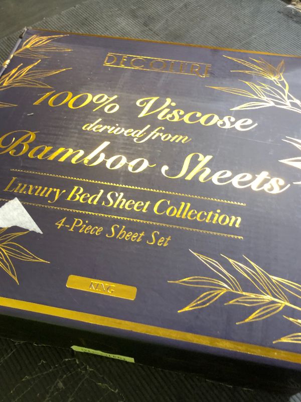 Photo 1 of DECOLURE 100% Viscose Derived from Bamboo Sheets King Size 4pcs - Ultra Soft & Luxuriously Cooling, 17" Deep Pocket, Double Stitching, Perfect for Hot Sleepers - King Bed Sheets (Navy Blue)