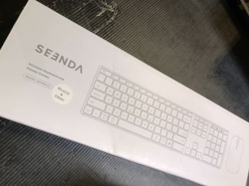 Photo 1 of seenda Wireless Bluetooth Keyboard and Mouse Combo (USB + Dual BT), SKM64-3 Multi-Device Rechargeable Slim Keyboard and Mouse, Compatible for Win 7/8/10, MacBook Pro/Air, iPad, Tablet - Black Gray
