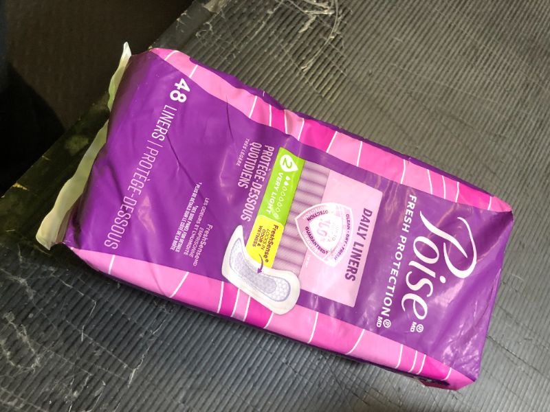 Photo 1 of Poise Daily Liners, Incontinence Panty Liners, 2 Drop Very Light Absorbency, Regular Length, 48 Count of Pantiliners, Packaging May Vary