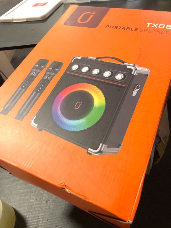 Photo 1 of Karaoke Machine with 2 Microphones: HWWR Portable Karaoke Machine for Adults Kids, Party Bluetooth Speaker with Bass/Treble Adjustment, PA System with Remote Control/LED Lights, Support REC/USB/AUX
