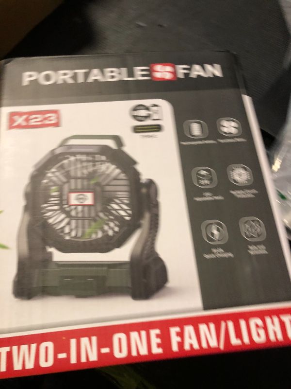 Photo 1 of CONBOLA 25400mAh,Camping Fan, Portable Fans Rechargeable 9-Inch Battery Powered (180Hrs) LED Lantern, USB C Battery Beach Fan.