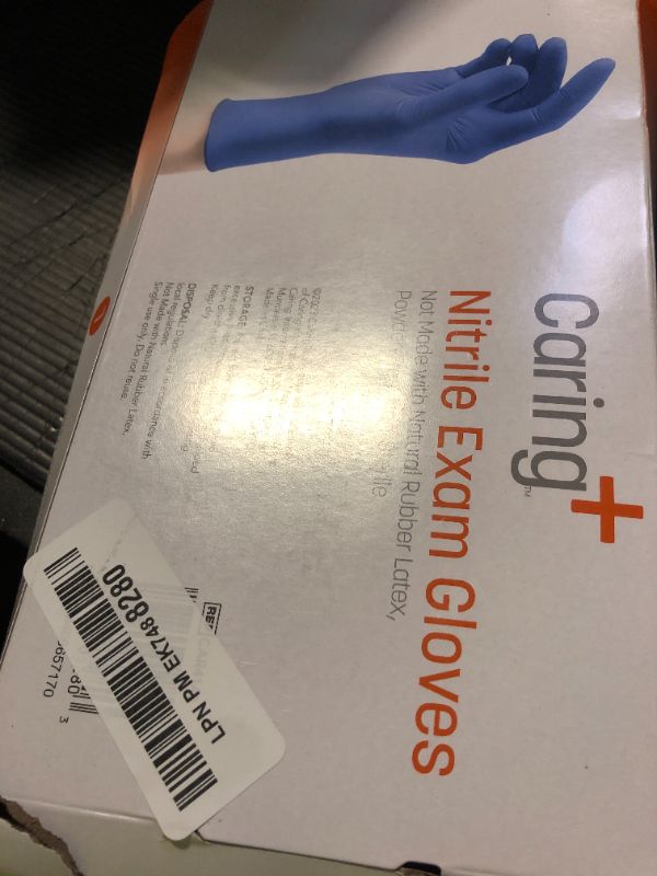 Photo 1 of Caring Nitrile Exam Gloves (100ct), Powder Free and Not Made with Natural Rubber Latex, Gloves for Medical Use, Cleaning, Food Prep and More, Large